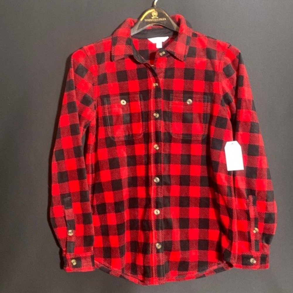 NWT Time And Tru Red Black Flannel Long Sleeve Women's Size Small‎ Buffalo Plaid